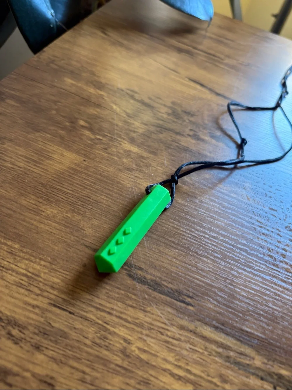 Bright Green Pendant kids chewing Necklace on Black Cord